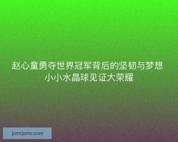 赵心童勇夺世界冠军背后的坚韧与梦想 小小水晶球见证大荣耀